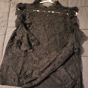 Black lace cold shoulder blouse